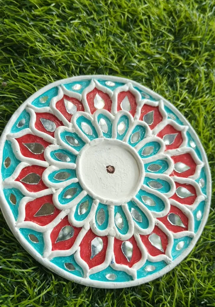 Handmade mirror detailed Lippan art by The Artful Touch